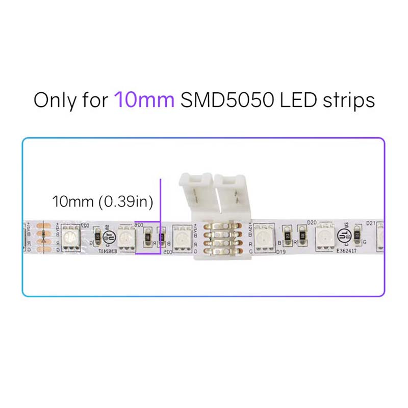 4Pin Solderless LED Fast Connector For 10MM Width RGB LED Light Strips